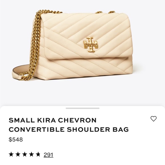 Tory Burch small Kira chevron convertible shoulder bag in cream white - Picture 14 of 16